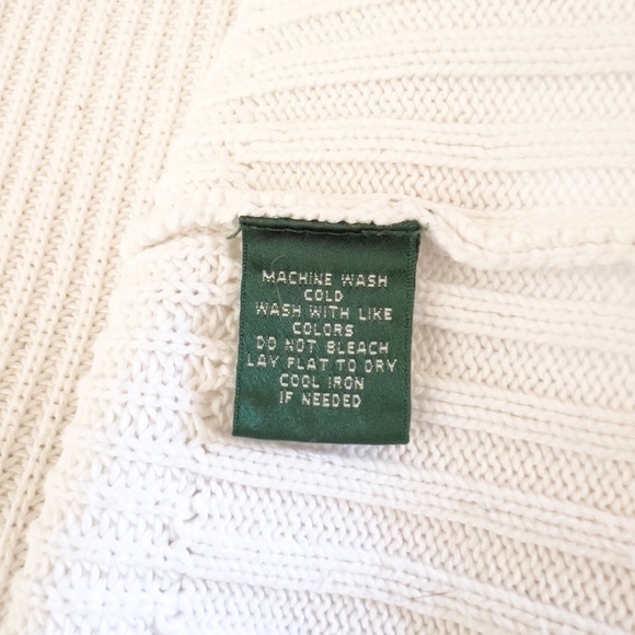 Vintage Preppy Y2K Lauren Jeans Company Ralph Lauren White Cotton Knit Sweater L - Picture 9 of 14